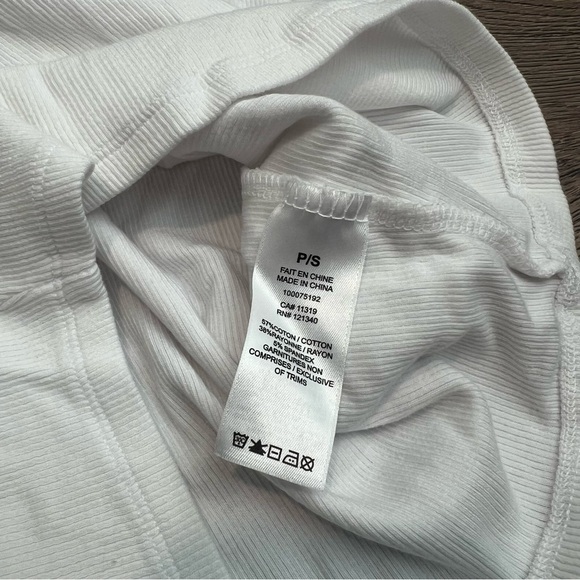 Garage Kate Cropped Polo Tee White Ribbed Collared Crop Top Size Small - Picture 4 of 5